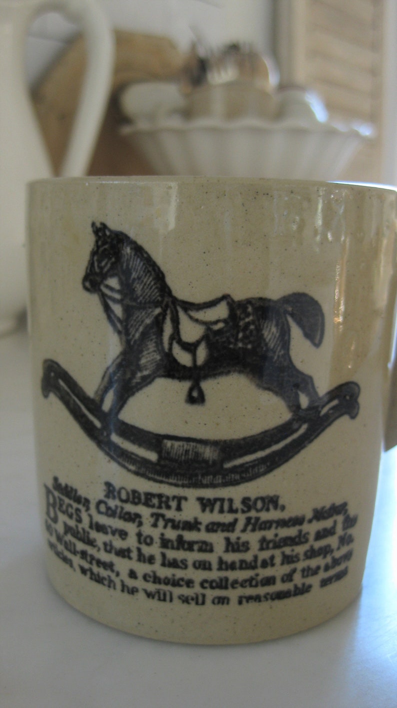 kids mug vintage kitchen rocking horse vintage stoneware mug Made in England holiday decor English advertising mug farmhouse decor