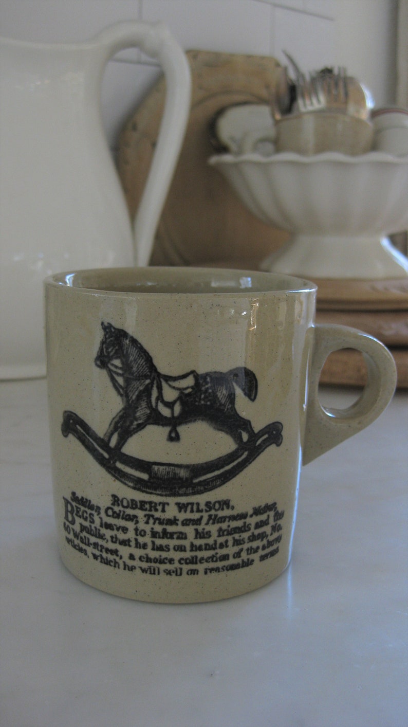 kids mug vintage kitchen rocking horse vintage stoneware mug Made in England holiday decor English advertising mug farmhouse decor