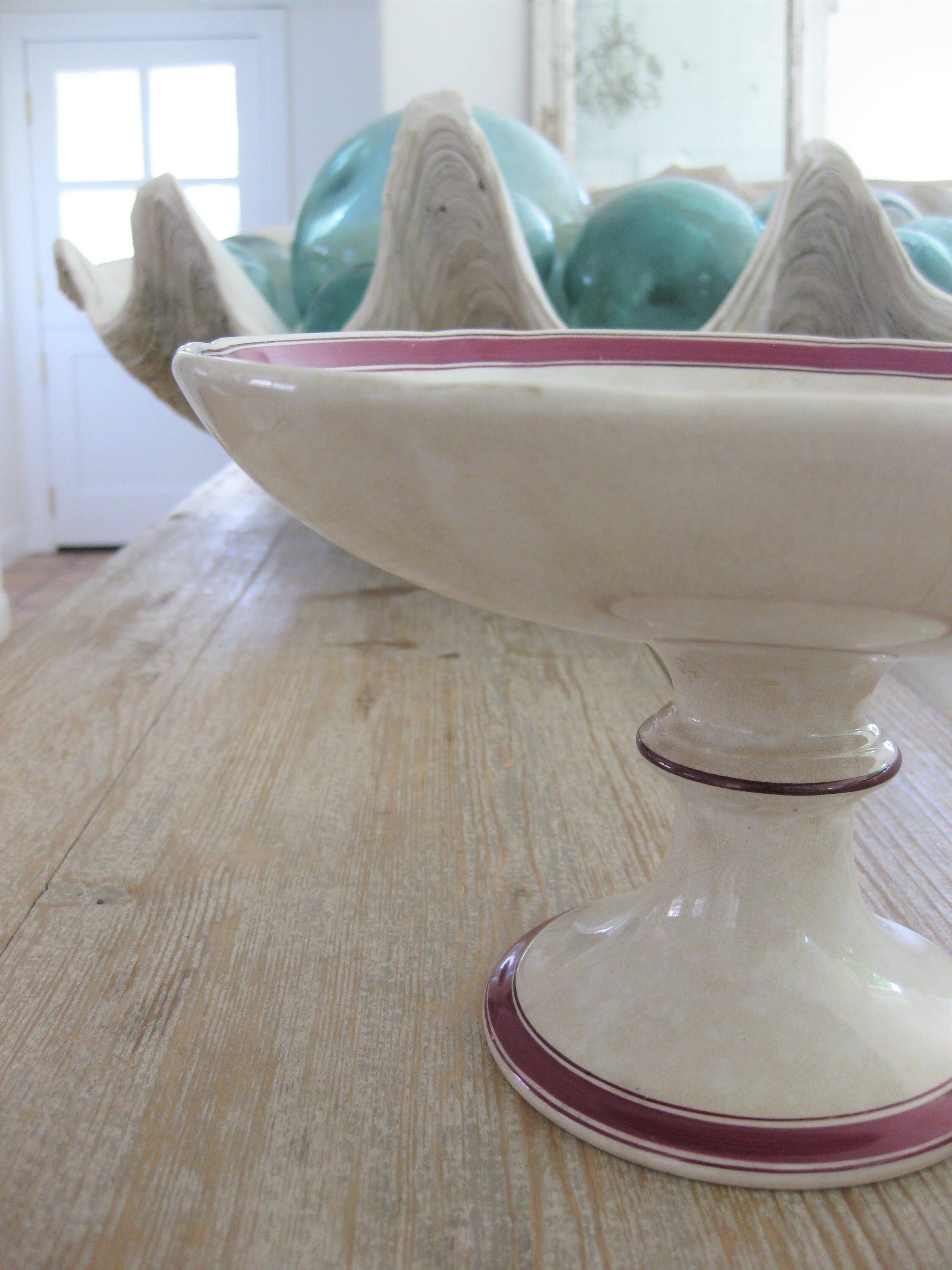 Vintage ironstone footed creamy white Etsy