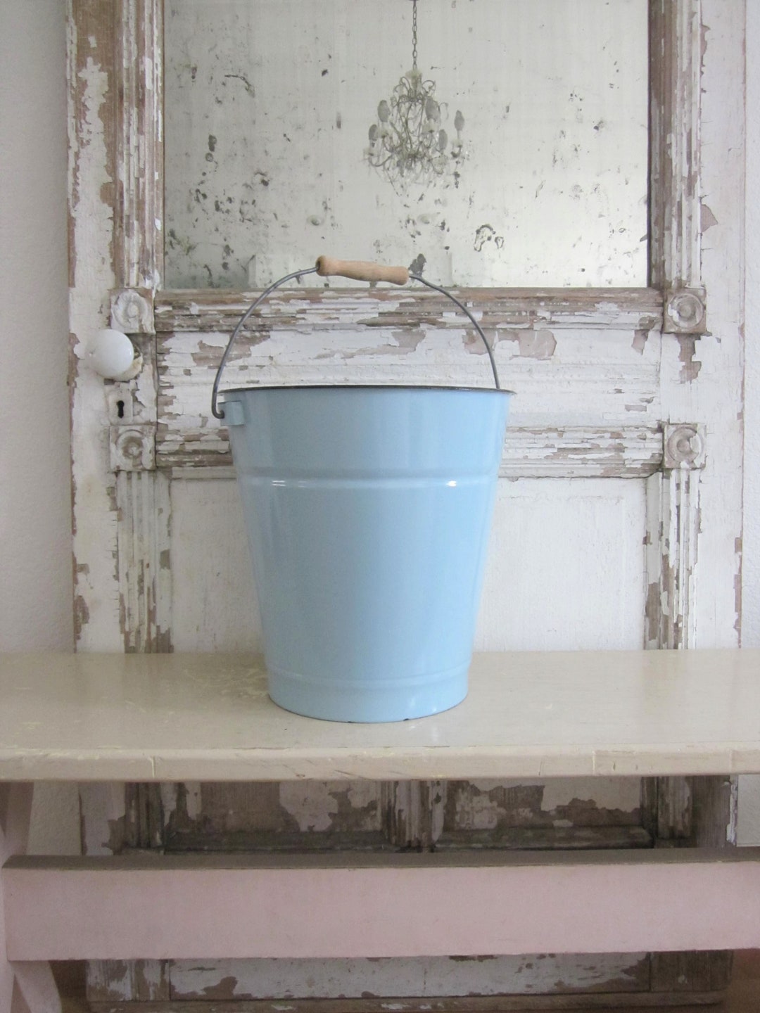 Vintage European Enamelware Bucket/pail French Blue Pail Etsy