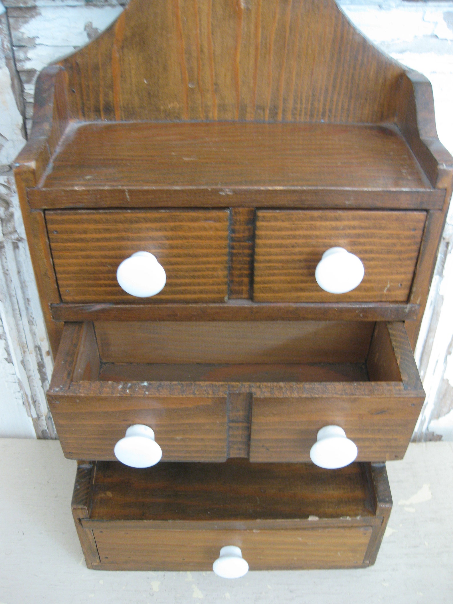 Gabinete de especias de madera primitiva vintage Curio | Etsy