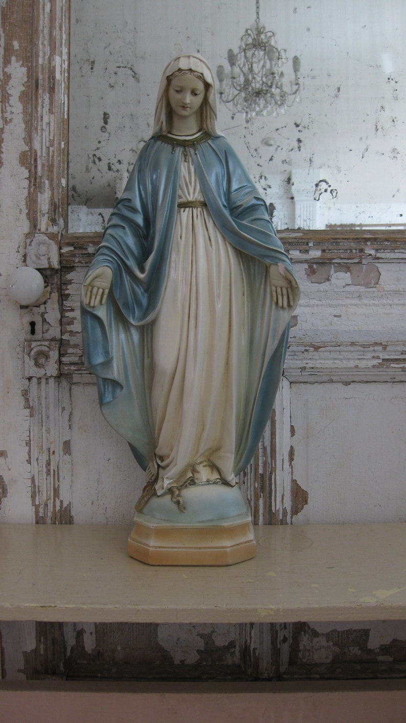 Extra Large Vintage Virgin Mary Madonna statue chalkware Etsy