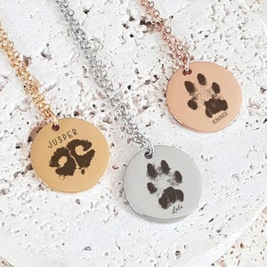 Custom Pet Paw Print Necklace Personalized Pet Memorial Jewelry Dog Nose Print Pendant Gift for Dog Mom Pet Loss Keepsake Pet Remembrance