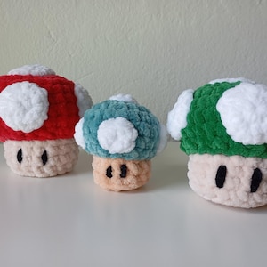 1-Up-Pilz aus Super Mario Amigurumi Häkelanleitung für Plüschwolle/Chenille-Garn