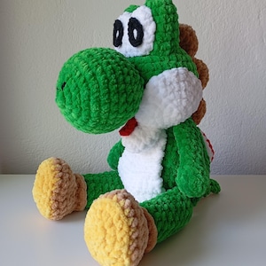 Patrón de amigurumi XXL de Yoshi de Super Mario para hilo de lana/chenilla de felpa.