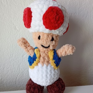 Toad from Super Mario Amigurumi Crochet Pattern for Plush Wool/Chenille Yarn
