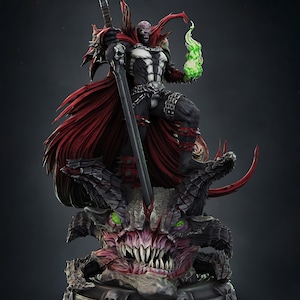 Hellspawn Warrior Statue | Dark Antihero Demon Slayer Diorama | Gothic Supernatural Fighter Model | 3D STL File for Printing