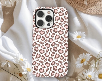 Pink Leopard Aesthetic Phone Case, Trendy Y2K Cute Pattern, Coquette Animal Print Aesthetic Cover, iPhone 17 16 15 14 13 12, Samsung S25 S24