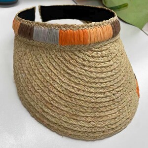 Handcrafted Straw Visor Hat with Colorful Trim – Lightweight and Stylish Sun Protection, Perfect for Summer