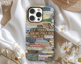 Etui na telefon z inspirującym cytatem, ręcznie rysowane, retro, pozytywne przesłanie, miękka, odporna na wstrząsy obudowa, iPhone 17 16 15 14 13 12 11, Samsung S25 S24