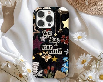 Funda para teléfono con collage celestial, funda de astronomía con luna y estrellas, cubierta artística estilo álbum de recortes vintage, iPhone 17, 16, 15, 14, 13, 12, 11, Samsung S25