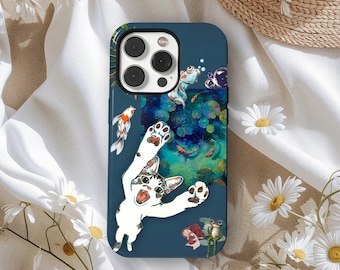 Funda para teléfono con diseño gore extraño, funda protectora con estética de gato oscuro y sangre, compatible con iPhone 17, 16, 15, 14, 13, 12, 11 Pro Max y Samsung S25/S24.