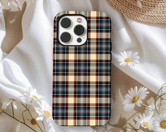 Classic Plaid Phone Case, Stripe Plaid Phone Case, Gingham Phone Collage Case Cover, iPhone 17 16 15 14 13 12 11Pro Max, Samsung S25 S24 S23