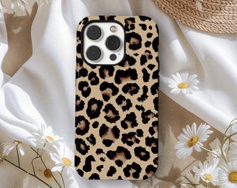 Etui z nadrukiem w panterkę, klasyczne, z motywem zwierzęcym, eleganckie, neutralne, estetyczne etui do iPhone'a 17 16 15 14 13 12 11 Pro Max, Samsunga S25 S24 Ultra
