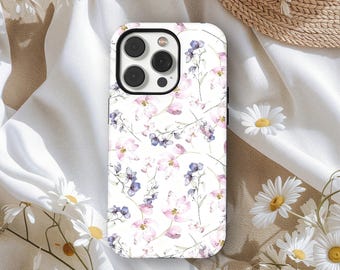 Funda con diseño floral, con flores silvestres, botánica, bohemia, para iPhone 17, 16, 15, 14 y 13, Samsung S25