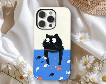 Kitten Cat Phone Case, Aesthetic Funny Cat Case, Kawaii Cat Cover, Tough Case, iPhone 17 16 15 14 13 12 11 Pro Max, Samsung S25 S24 S23