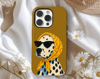 Schicke Dalmatiner Handyhülle, Niedlicher Haustierliebhaber, Mode Tier Illustration Künstlerische Abdeckung, iPhone 17 16 15 14 13 12 11 Pro Max, Samsung S25