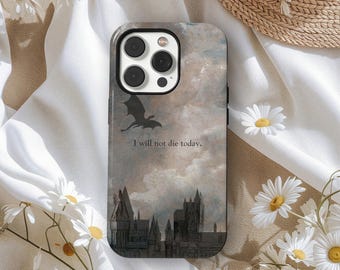 Funda para teléfono con diseño de dragón de la cuarta ala: arte fantástico, estilo vintage melancólico, para iPhone 17, 16, 15, 14, 13, 12 y 11 Pro Max, Samsung S25, S24 y S23