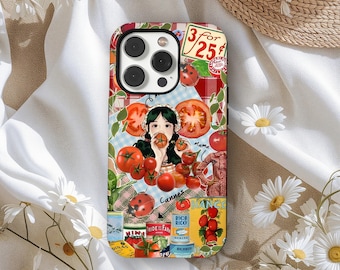 Tomato Phone Case, Aesthetic Red Tomato Cover, Tomato Girl Aesthetic Phone Case, Vintage Farm Market, iPhone 17 16 15 14 13 12, Samsung S25
