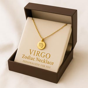 Colar do Zodíaco de Virgem – Pingente de Constelação de Ouro Personalizado, Presente de Aniversário de Agosto e Setembro, Joia Celestial para Mulheres de Virgem