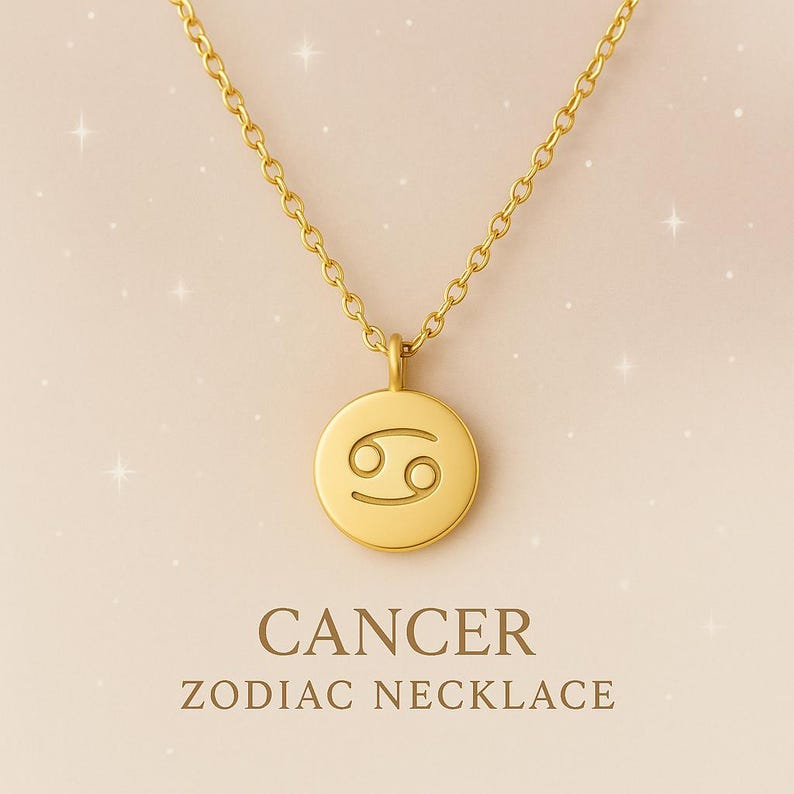 Cancer Zodiac Necklace: Gold Constellation Pendant, Birthday Gift - Etsy