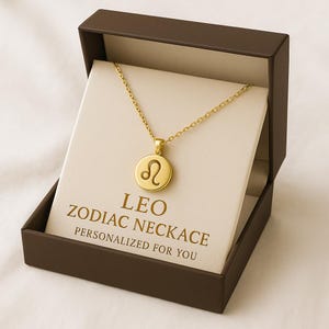 Leo Zodiac Necklace – Gold Constellation Pendant for July August Birthdays, Personalized Gift for Leo Women, Celestial Jewelry