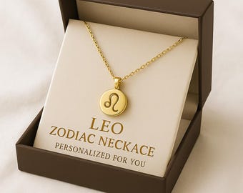 Gold Leo Zodiac Necklace: July August Birthday Gift
