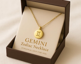 Collar de oro del zodiaco Géminis: colgante de la constelación del horóscopo