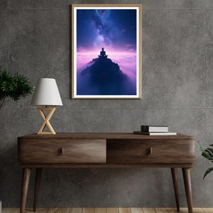 Poster di serenità astrale • Arte digitale meditativa • Poster Zen cosmico A4/A3 • Decorazione murale benessere • InkspirIA