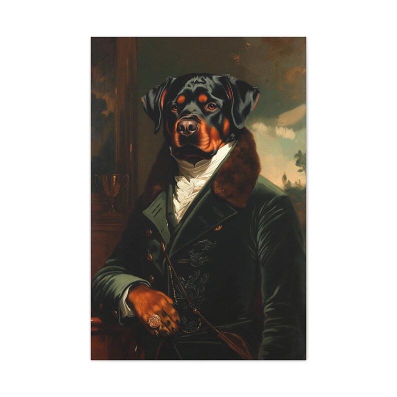 Vintage Rottweiler Vintage Rottweiler Portrait - Royal Pet Wall Art - Dark Academia Home ...