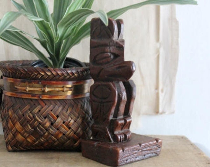 Vintage Carved Wood Eagle Totem Creed Alaskan Totem Souvenir Etsy