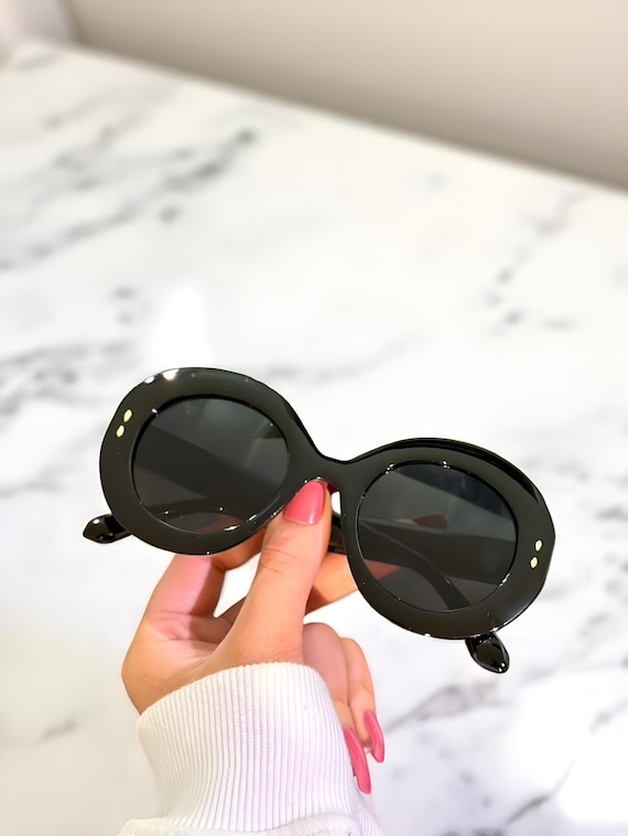 1960s Vintage Style TWIGGY Mod Oversized Round Oval Sunglasses