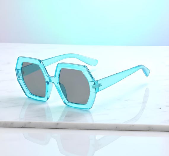 Stylish Vintage Style Oversized Hexagon Sunglasses, Multiple