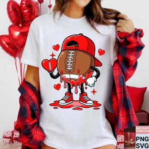 Divertido SVG PNG de fútbol para San Valentín, linda caricatura de amor deportivo, diseño de camiseta de sublimación, gráfico de regalo de San Valentín