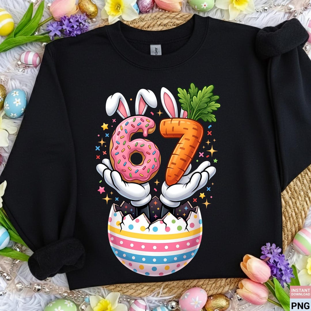 67 Easter Birthday PNG, Funny Easter Bunny Number Shirt, Kids 6 7 ...