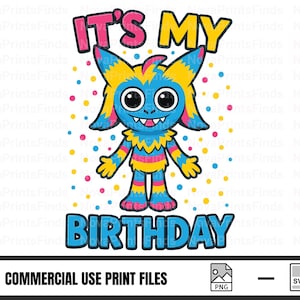 Birthday Shirt Design PNG SVG | It&#39;s My Birthday Cute Monster Sublimation PNG | Digital Download Kids Birthday Clipart