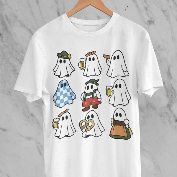Oktoberfest Ghosts SVG PNG Bundle, Bavarian Halloween Clipart