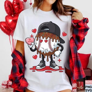 Divertido béisbol de San Valentín SVG PNG / Lindo dibujo animado de amor deportivo / Diseño de béisbol "Sé mío" / Descarga digital de camisetas de sublimación