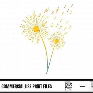 Musical Dandelion SVG PNG: Music Lover Clipart for Cricut & Silhouette