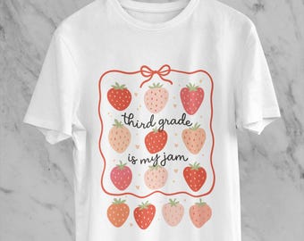 Conception de chemise de professeur de troisième année : confiture de fraises SVG PNG