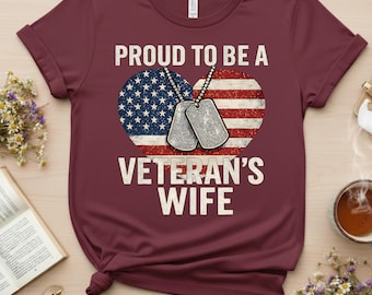 Veteran’s Wife PNG, Patriotic USA Flag Heart, Military Spouse Sublimation Design