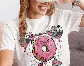 Grappige gewichtheffen donut png SVG, sportschool fitness clipart (digitale download)