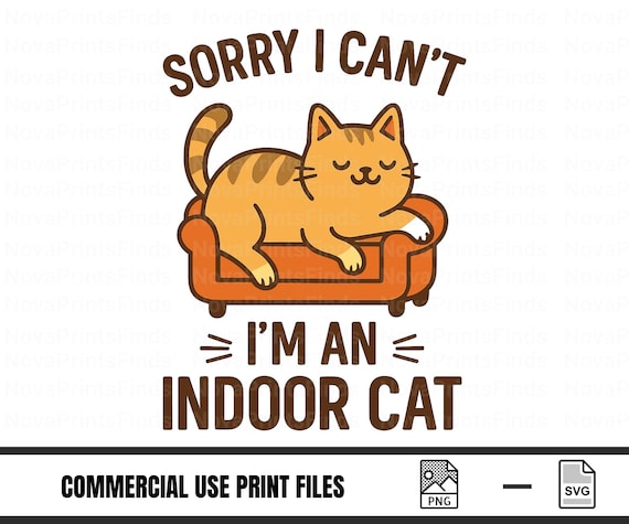 Funny Indoor Cat SVG: Lazy Cat on Couch Clipart (digital Download