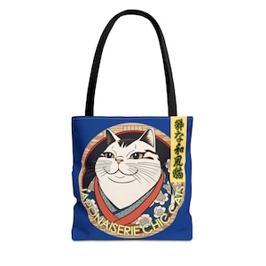 Bolsa tote com estampa de gato japonês e quimono Chubby Tubby - Design moderno de gatos, Bolsa tote chique para gatos, Bolsa de viagem com estética japonesa, Presente clássico para gatos com quimono, Kawaii