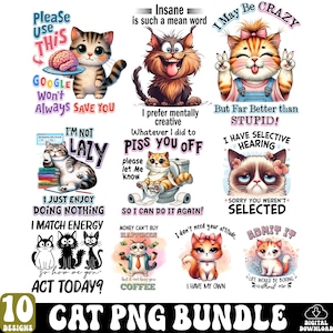 Funny cat lover sublimation bundle, Cute & Humorous Cat PNG Designs, funny cat sublimation,cat lover png,cat mom sublimation,cute cat design