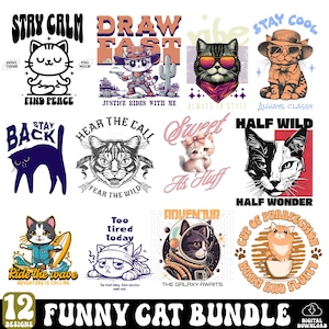 Funny cat lover sublimation bundle, Cute & Humorous Cat PNG Designs, funny cat sublimation,cat lover png,cat mom sublimation,cute cat design