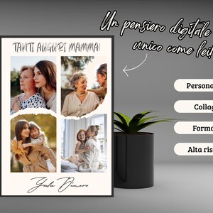 Regalo Digitale Festa della Mamma – Quadro con Foto Personalizzate e Frase d’Auguri – Formato PDF