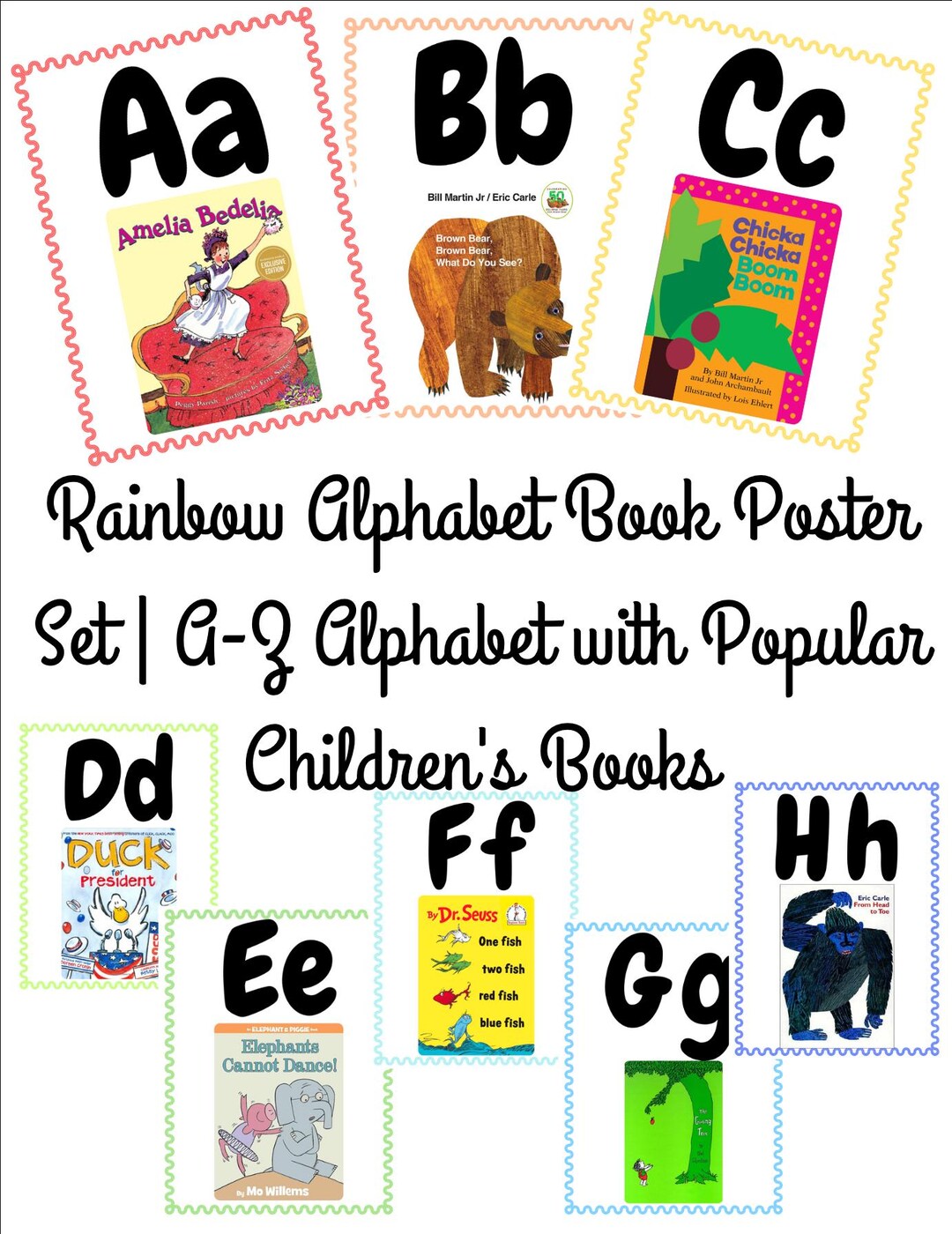 Rainbow Alphabet Book Poster Set | A-Z Alphabet With Popular Children's ...