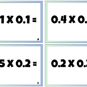 Multiplying Decimals Multiplying Tenths flash cards/game