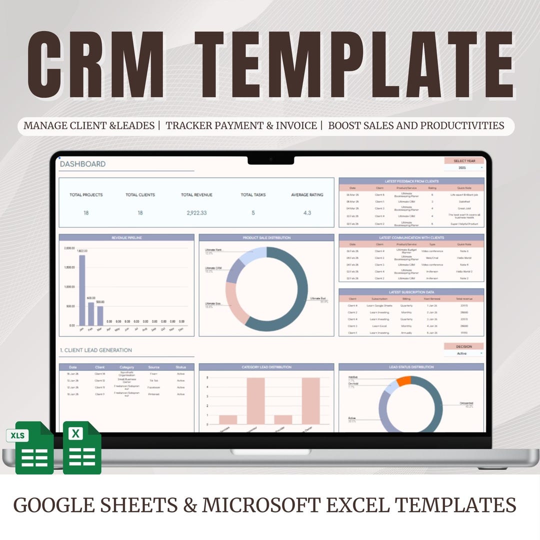 CRM Template Spreadsheet: Google Sheets Client & Customer List Tracker ...